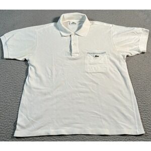 Lacoste Polo Shirt Mens‎ Small White Short Sleeve Preppy Cotton Pocket Croc Logo